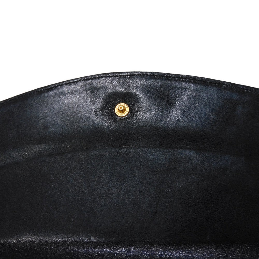 CHANEL Long Wallet Purse A01434 Caviar skin black COCO Mark CC Mark 4th Series Vintage Big Coco Long flap wallet unisex(Unisex) Used Authentic