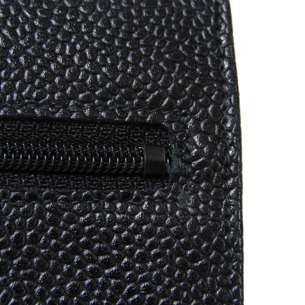 CHANEL Long Wallet Purse A01434 Caviar skin black COCO Mark CC Mark 4th Series Vintage Big Coco Long flap wallet unisex(Unisex) Used Authentic