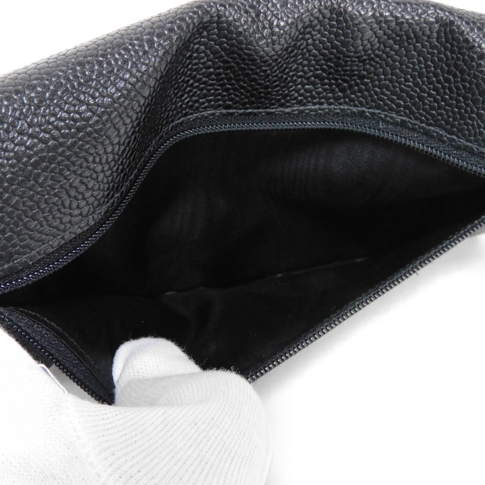 CHANEL Long Wallet Purse A01434 Caviar skin black COCO Mark CC Mark 4th Series Vintage Big Coco Long flap wallet unisex(Unisex) Used Authentic