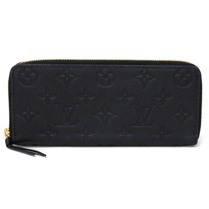 LOUIS VUITTON Long Wallet Purse M60171 Implant leather (monogram embossed) Noir LV Logo Black Zip Around Monogram Unplant Portefeuille Clemence unisex(Unisex) Used Authentic
