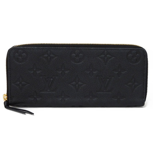 LOUIS VUITTON Long Wallet Purse M60171 Implant leather (monogram embossed) Noir LV Logo Black Zip Around Monogram Unplant Portefeuille Clemence unisex(Unisex) Used Authentic