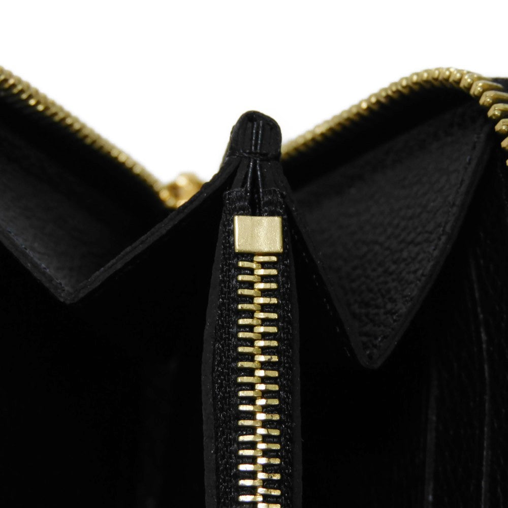 LOUIS VUITTON Long Wallet Purse M60171 Implant leather (monogram embossed) Noir LV Logo Black Zip Around Monogram Unplant Portefeuille Clemence unisex(Unisex) Used Authentic