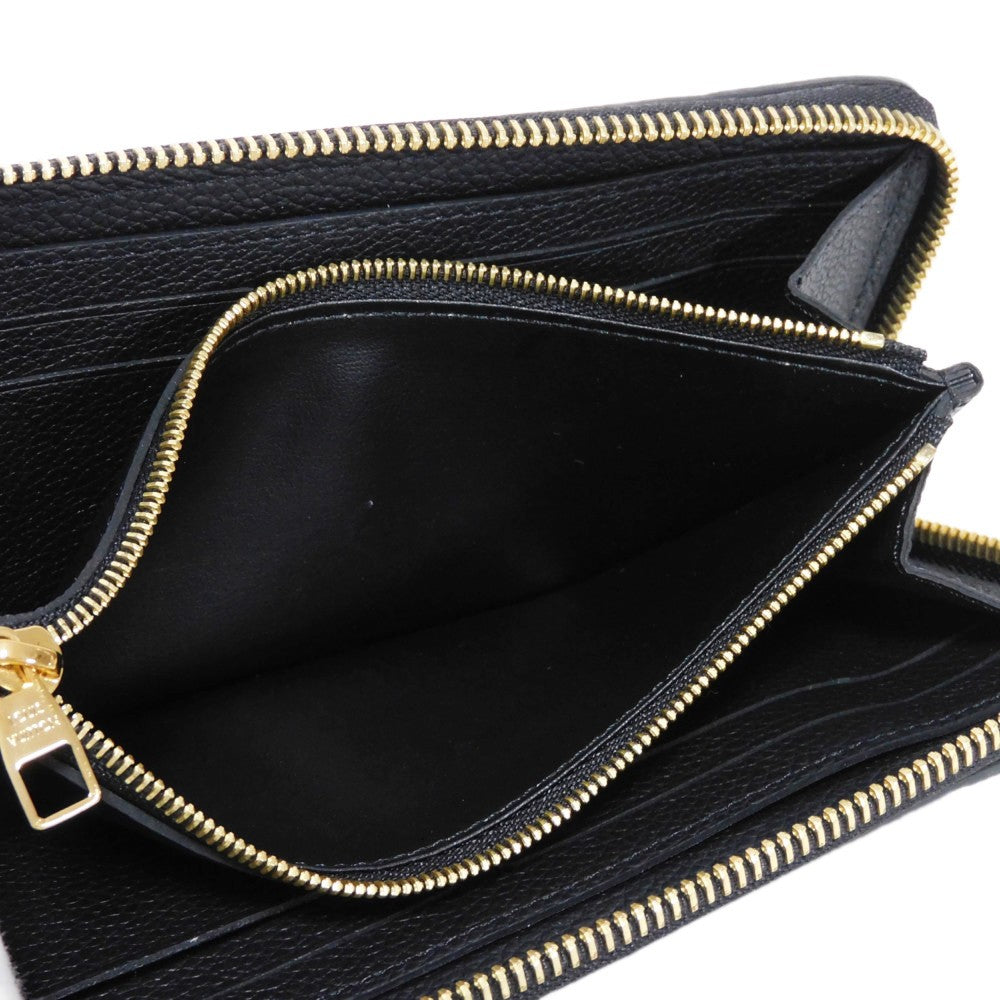 LOUIS VUITTON Long Wallet Purse M60171 Implant leather (monogram embossed) Noir LV Logo Black Zip Around Monogram Unplant Portefeuille Clemence unisex(Unisex) Used Authentic