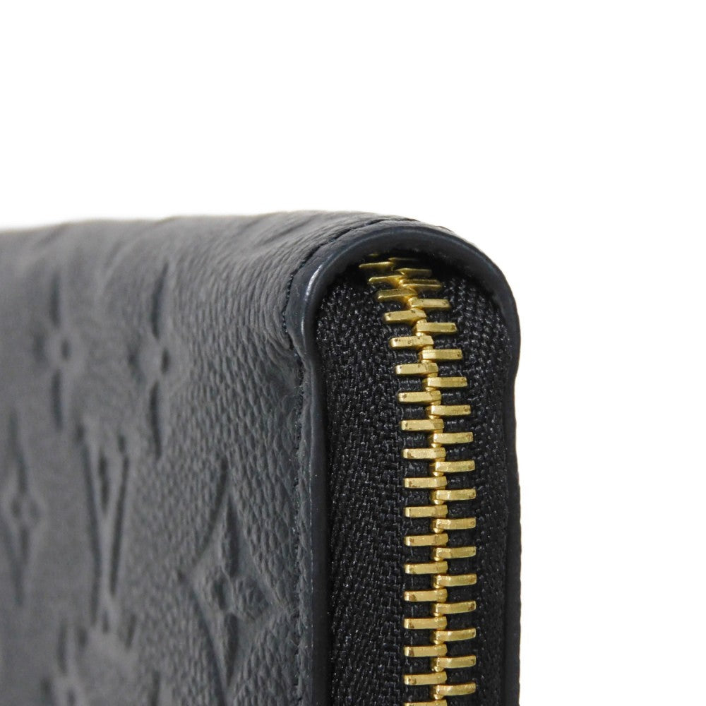 LOUIS VUITTON Long Wallet Purse M60171 Implant leather (monogram embossed) Noir LV Logo Black Zip Around Monogram Unplant Portefeuille Clemence unisex(Unisex) Used Authentic