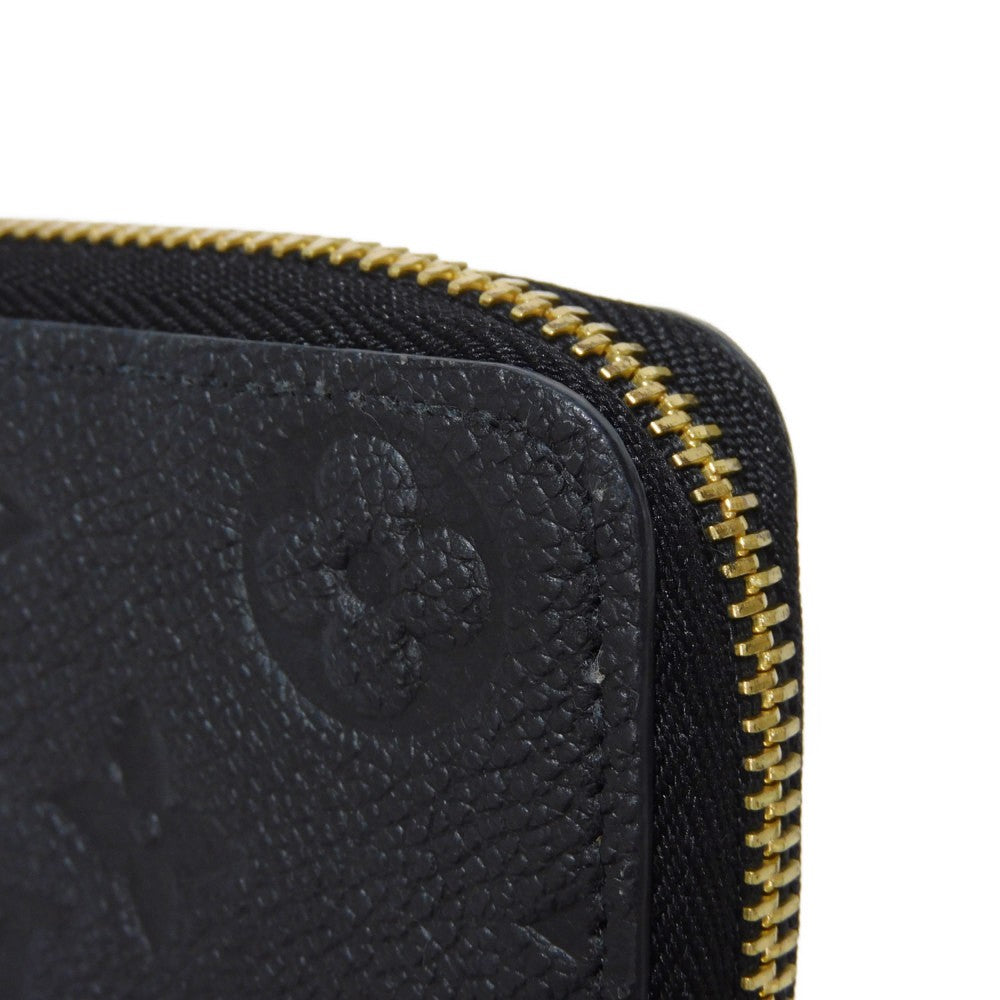 LOUIS VUITTON Long Wallet Purse M60171 Implant leather (monogram embossed) Noir LV Logo Black Zip Around Monogram Unplant Portefeuille Clemence unisex(Unisex) Used Authentic