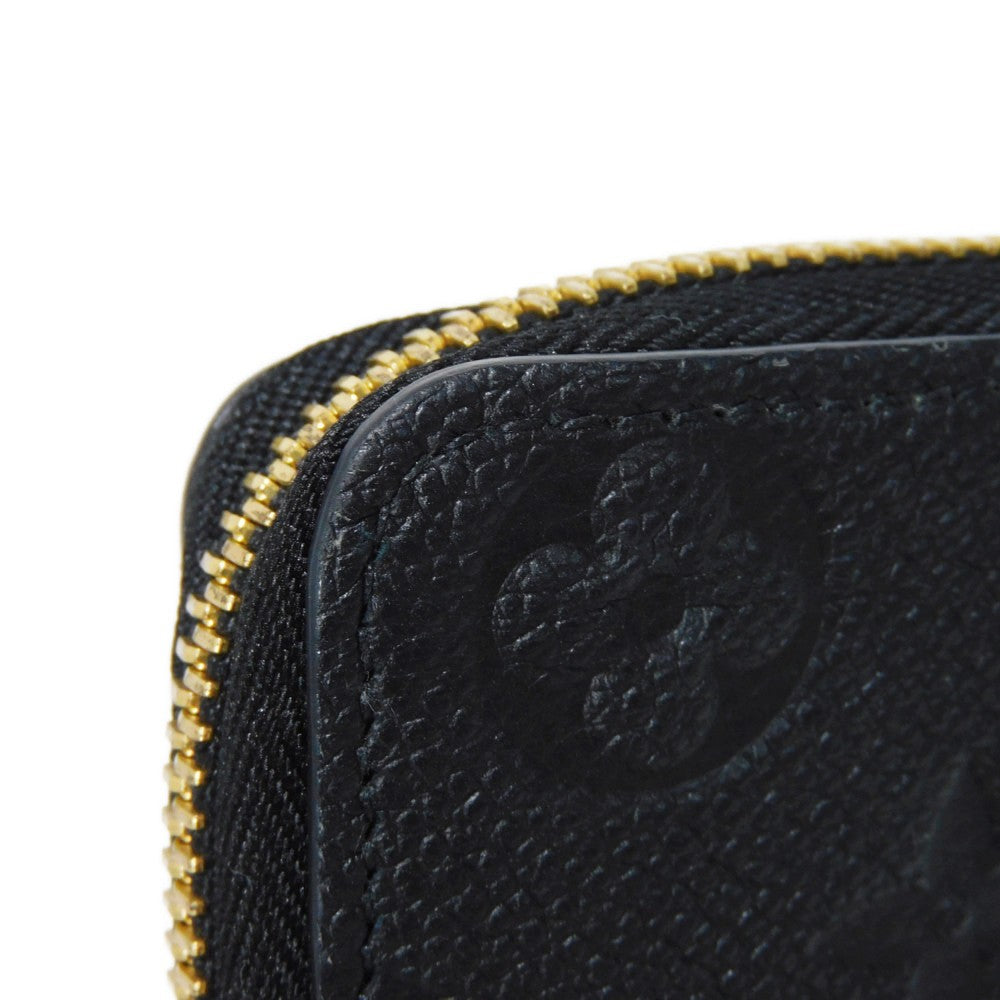 LOUIS VUITTON Long Wallet Purse M60171 Implant leather (monogram embossed) Noir LV Logo Black Zip Around Monogram Unplant Portefeuille Clemence unisex(Unisex) Used Authentic