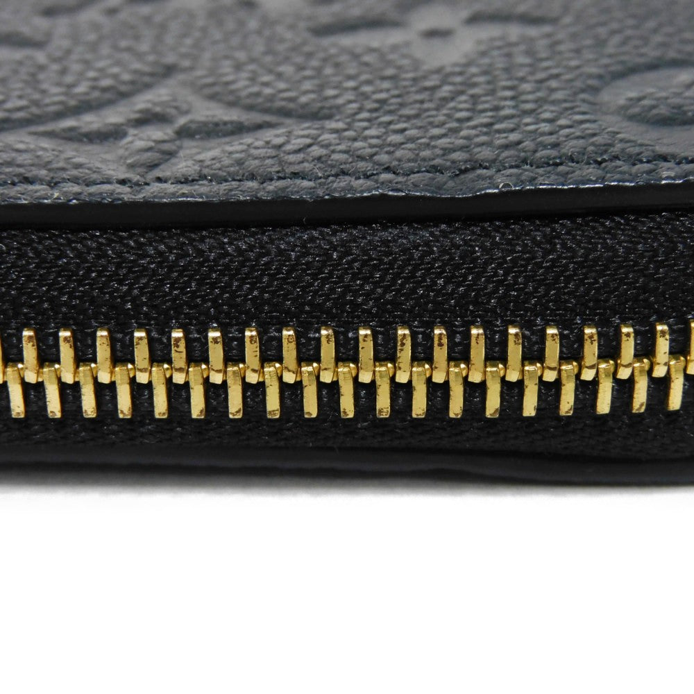 LOUIS VUITTON Long Wallet Purse M60171 Implant leather (monogram embossed) Noir LV Logo Black Zip Around Monogram Unplant Portefeuille Clemence unisex(Unisex) Used Authentic