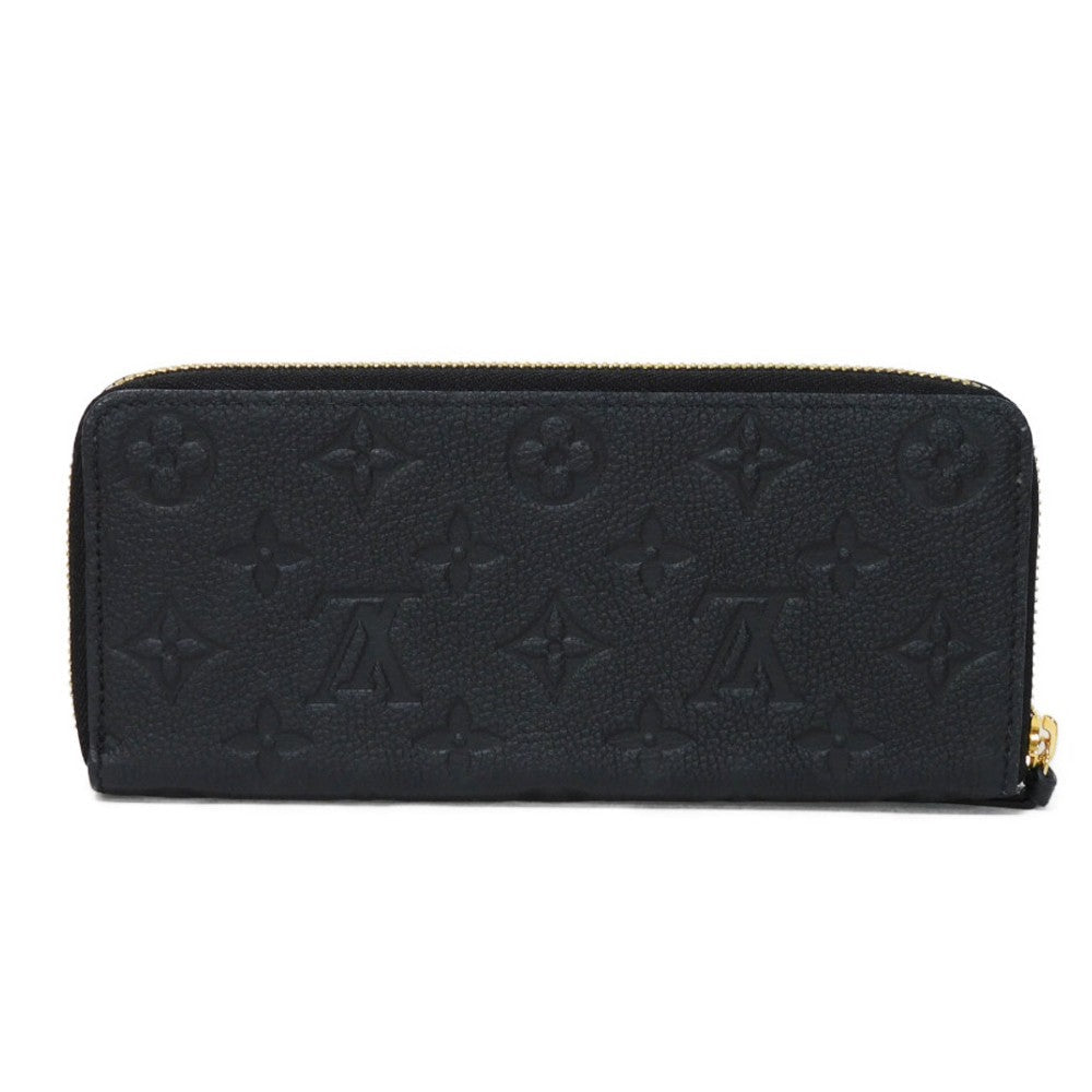 LOUIS VUITTON Long Wallet Purse M60171 Implant leather (monogram embossed) Noir LV Logo Black Zip Around Monogram Unplant Portefeuille Clemence unisex(Unisex) Used Authentic
