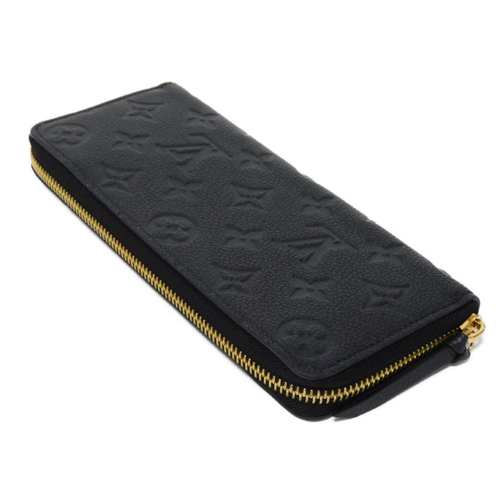 LOUIS VUITTON Long Wallet Purse M60171 Implant leather (monogram embossed) Noir LV Logo Black Zip Around Monogram Unplant Portefeuille Clemence unisex(Unisex) Used Authentic