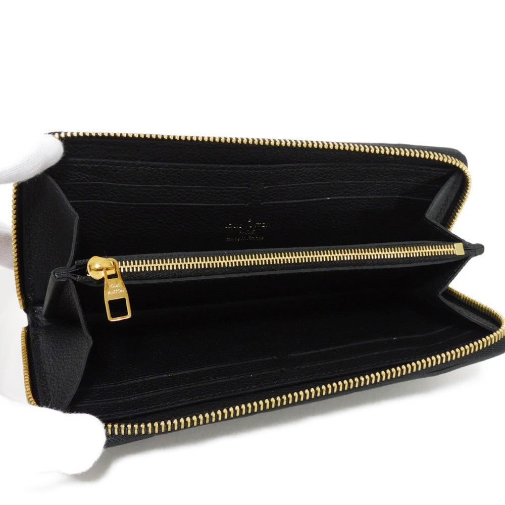 LOUIS VUITTON Long Wallet Purse M60171 Implant leather (monogram embossed) Noir LV Logo Black Zip Around Monogram Unplant Portefeuille Clemence unisex(Unisex) Used Authentic