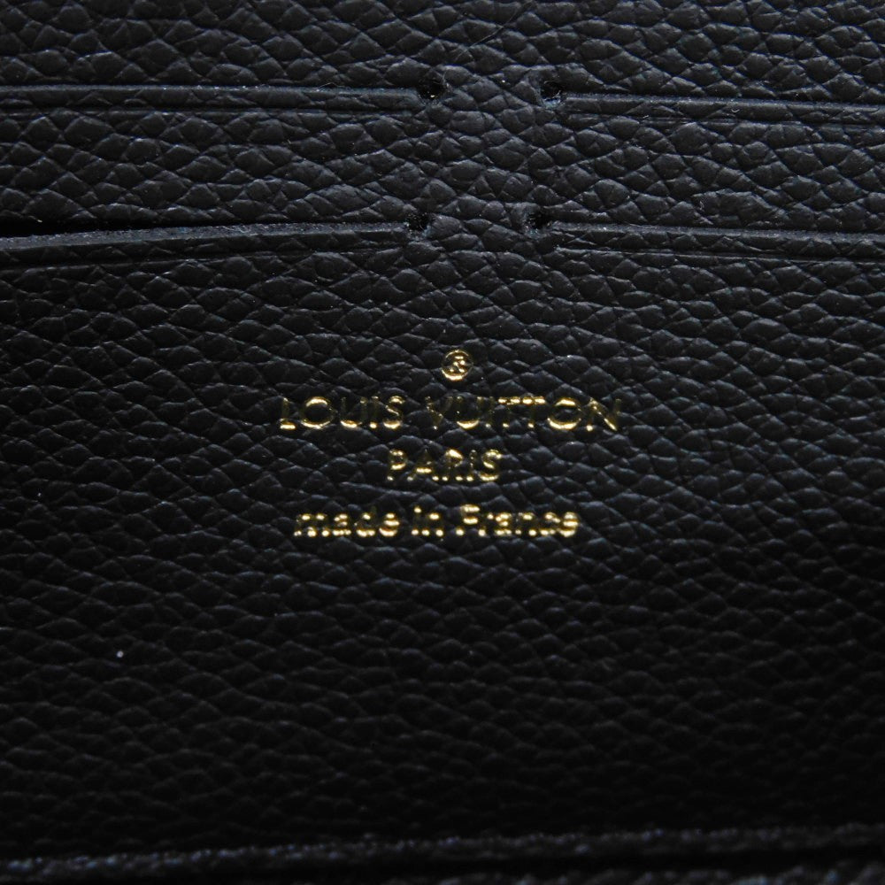 LOUIS VUITTON Long Wallet Purse M60171 Implant leather (monogram embossed) Noir LV Logo Black Zip Around Monogram Unplant Portefeuille Clemence unisex(Unisex) Used Authentic