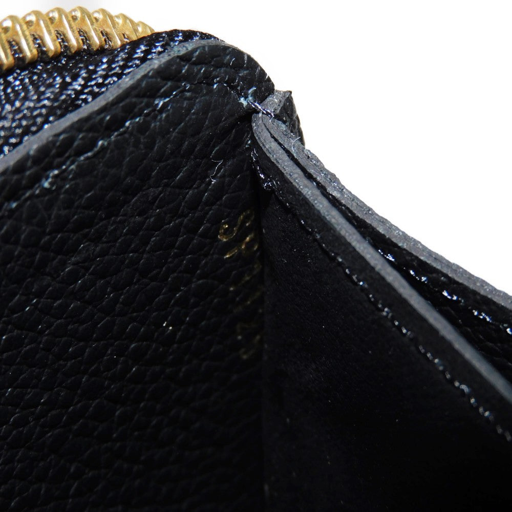 LOUIS VUITTON Long Wallet Purse M60171 Implant leather (monogram embossed) Noir LV Logo Black Zip Around Monogram Unplant Portefeuille Clemence unisex(Unisex) Used Authentic