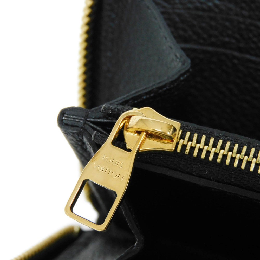LOUIS VUITTON Long Wallet Purse M60171 Implant leather (monogram embossed) Noir LV Logo Black Zip Around Monogram Unplant Portefeuille Clemence unisex(Unisex) Used Authentic