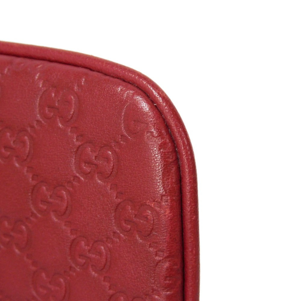 GUCCI Coin case 544248 BMJ1G 6420 GG striped leather Red logo embossed key ring gold Micro GG Shima Guccissima coin purse unisex(Unisex) Used Authentic