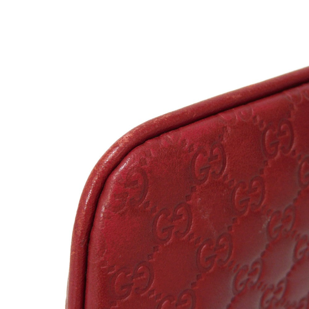 GUCCI Coin case 544248 BMJ1G 6420 GG striped leather Red logo embossed key ring gold Micro GG Shima Guccissima coin purse unisex(Unisex) Used Authentic