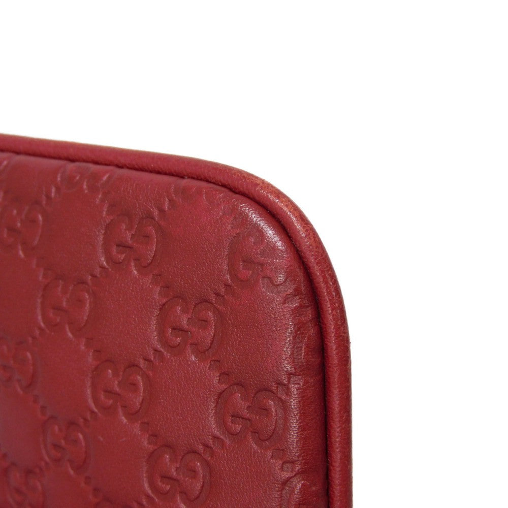 GUCCI Coin case 544248 BMJ1G 6420 GG striped leather Red logo embossed key ring gold Micro GG Shima Guccissima coin purse unisex(Unisex) Used Authentic