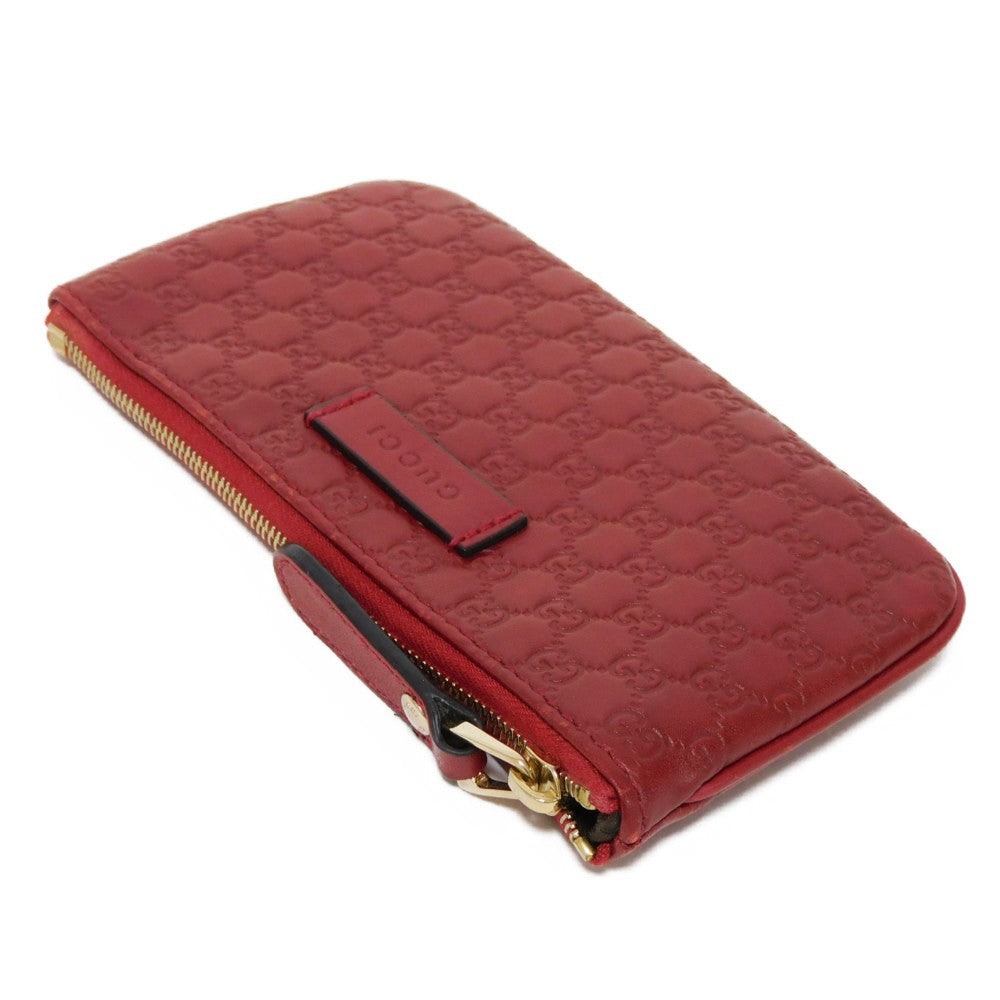 GUCCI Coin case 544248 BMJ1G 6420 GG striped leather Red logo embossed key ring gold Micro GG Shima Guccissima coin purse unisex(Unisex) Used Authentic