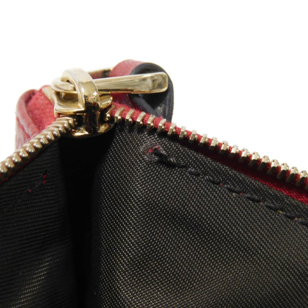 GUCCI Coin case 544248 BMJ1G 6420 GG striped leather Red logo embossed key ring gold Micro GG Shima Guccissima coin purse unisex(Unisex) Used Authentic