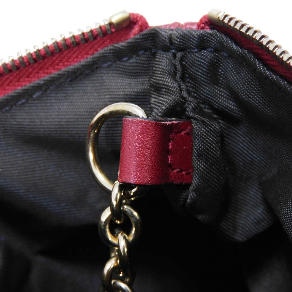 GUCCI Coin case 544248 BMJ1G 6420 GG striped leather Red logo embossed key ring gold Micro GG Shima Guccissima coin purse unisex(Unisex) Used Authentic