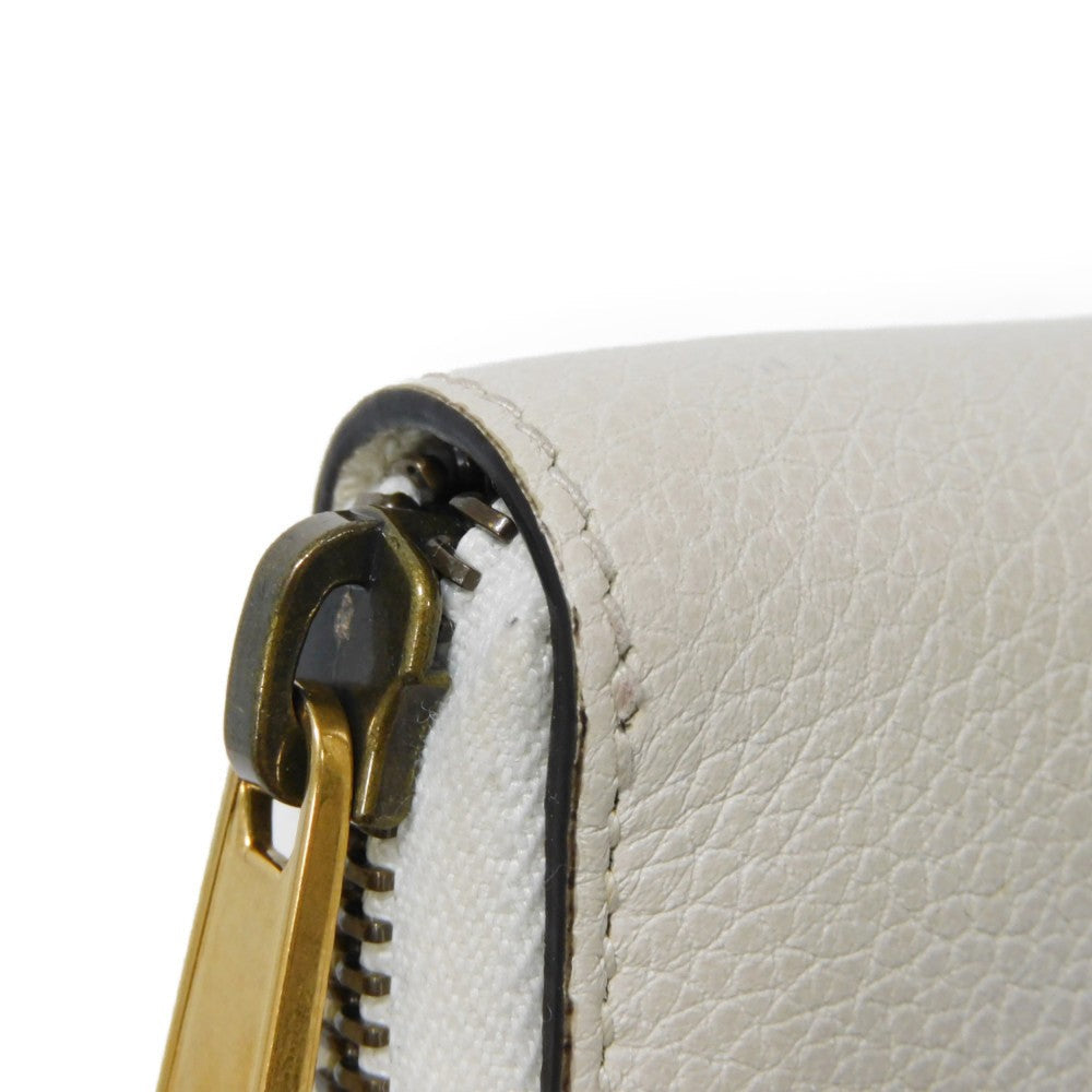 GUCCI Coin case 496319 0GCAT 8820 Textured leather Ivory x green x red Shelley Webb White Vintage logo print Compact zip-around wallet unisex(Unisex) Used Authentic