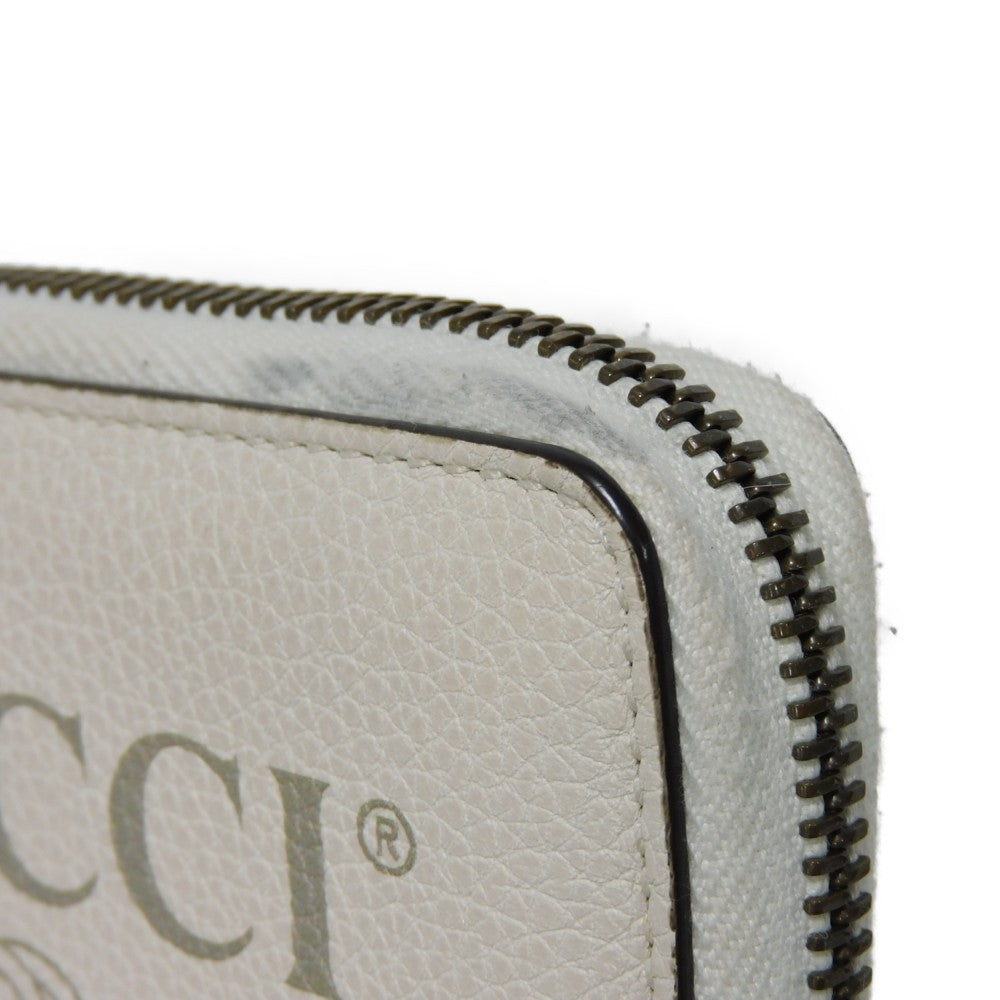 GUCCI Coin case 496319 0GCAT 8820 Textured leather Ivory x green x red Shelley Webb White Vintage logo print Compact zip-around wallet unisex(Unisex) Used Authentic