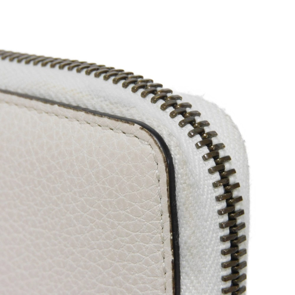 GUCCI Coin case 496319 0GCAT 8820 Textured leather Ivory x green x red Shelley Webb White Vintage logo print Compact zip-around wallet unisex(Unisex) Used Authentic