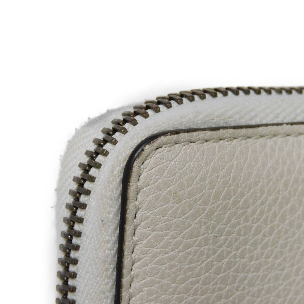 GUCCI Coin case 496319 0GCAT 8820 Textured leather Ivory x green x red Shelley Webb White Vintage logo print Compact zip-around wallet unisex(Unisex) Used Authentic