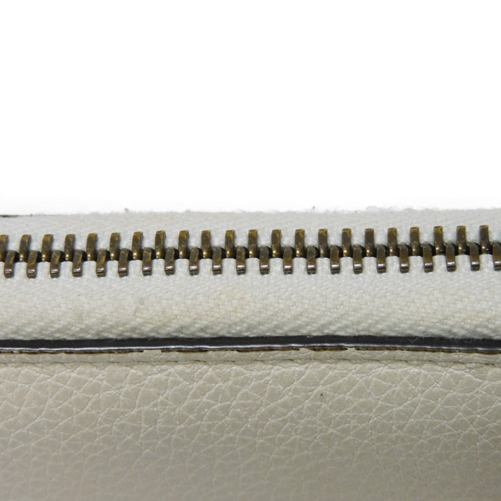 GUCCI Coin case 496319 0GCAT 8820 Textured leather Ivory x green x red Shelley Webb White Vintage logo print Compact zip-around wallet unisex(Unisex) Used Authentic