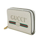 GUCCI Coin case 496319 0GCAT 8820 Textured leather Ivory x green x red Shelley Webb White Vintage logo print Compact zip-around wallet unisex(Unisex) Used Authentic