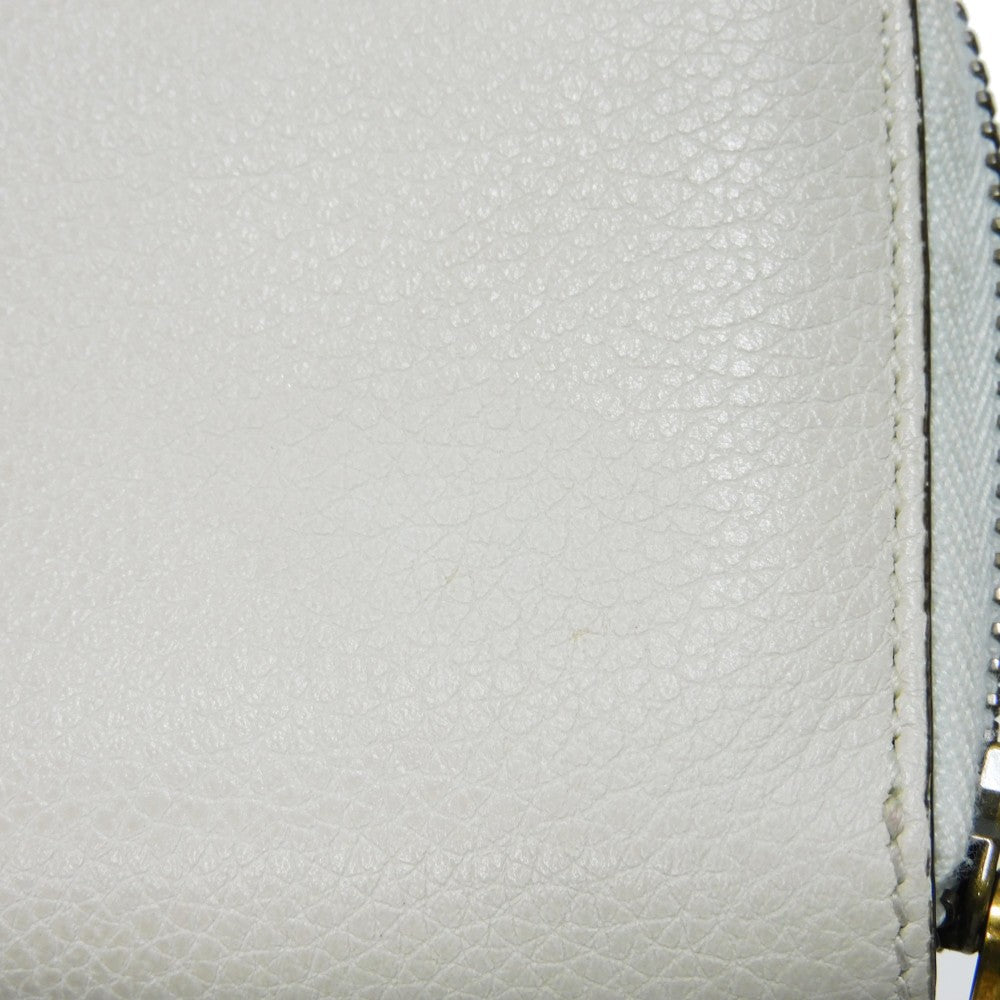 GUCCI Coin case 496319 0GCAT 8820 Textured leather Ivory x green x red Shelley Webb White Vintage logo print Compact zip-around wallet unisex(Unisex) Used Authentic