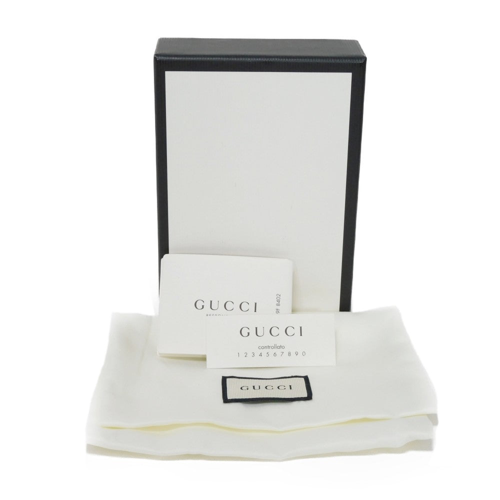 GUCCI Coin case 496319 0GCAT 8820 Textured leather Ivory x green x red Shelley Webb White Vintage logo print Compact zip-around wallet unisex(Unisex) Used Authentic