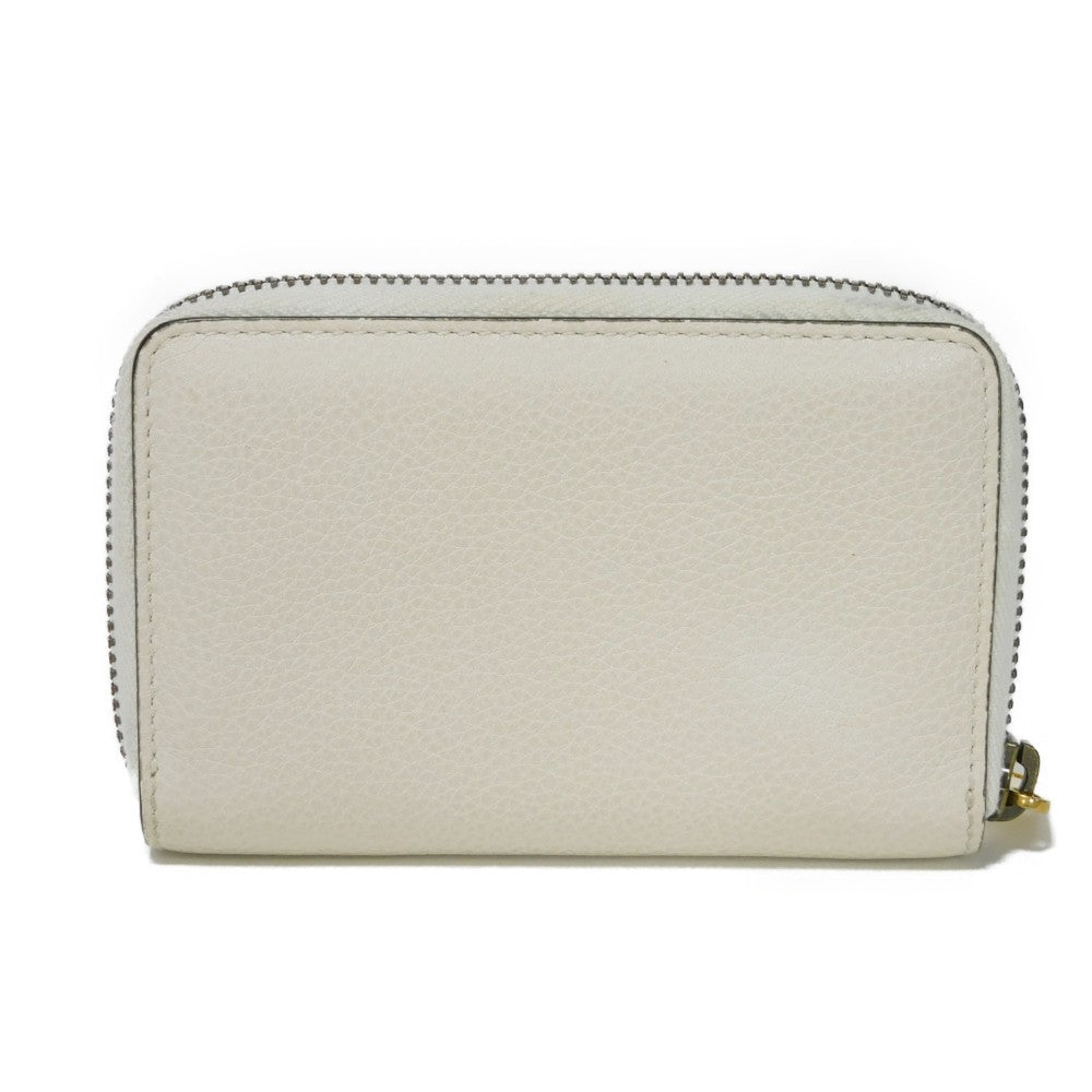 GUCCI Coin case 496319 0GCAT 8820 Textured leather Ivory x green x red Shelley Webb White Vintage logo print Compact zip-around wallet unisex(Unisex) Used Authentic