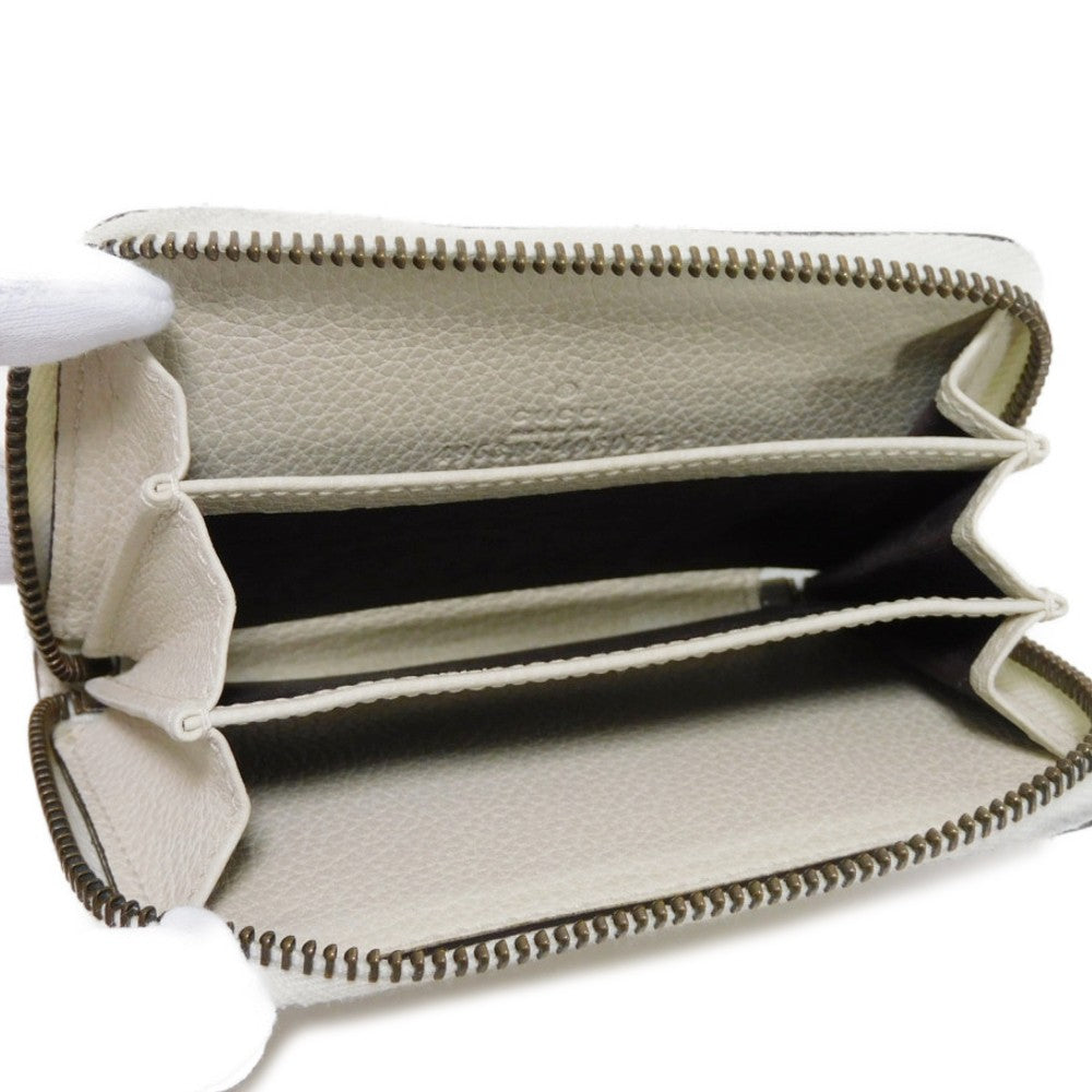 GUCCI Coin case 496319 0GCAT 8820 Textured leather Ivory x green x red Shelley Webb White Vintage logo print Compact zip-around wallet unisex(Unisex) Used Authentic