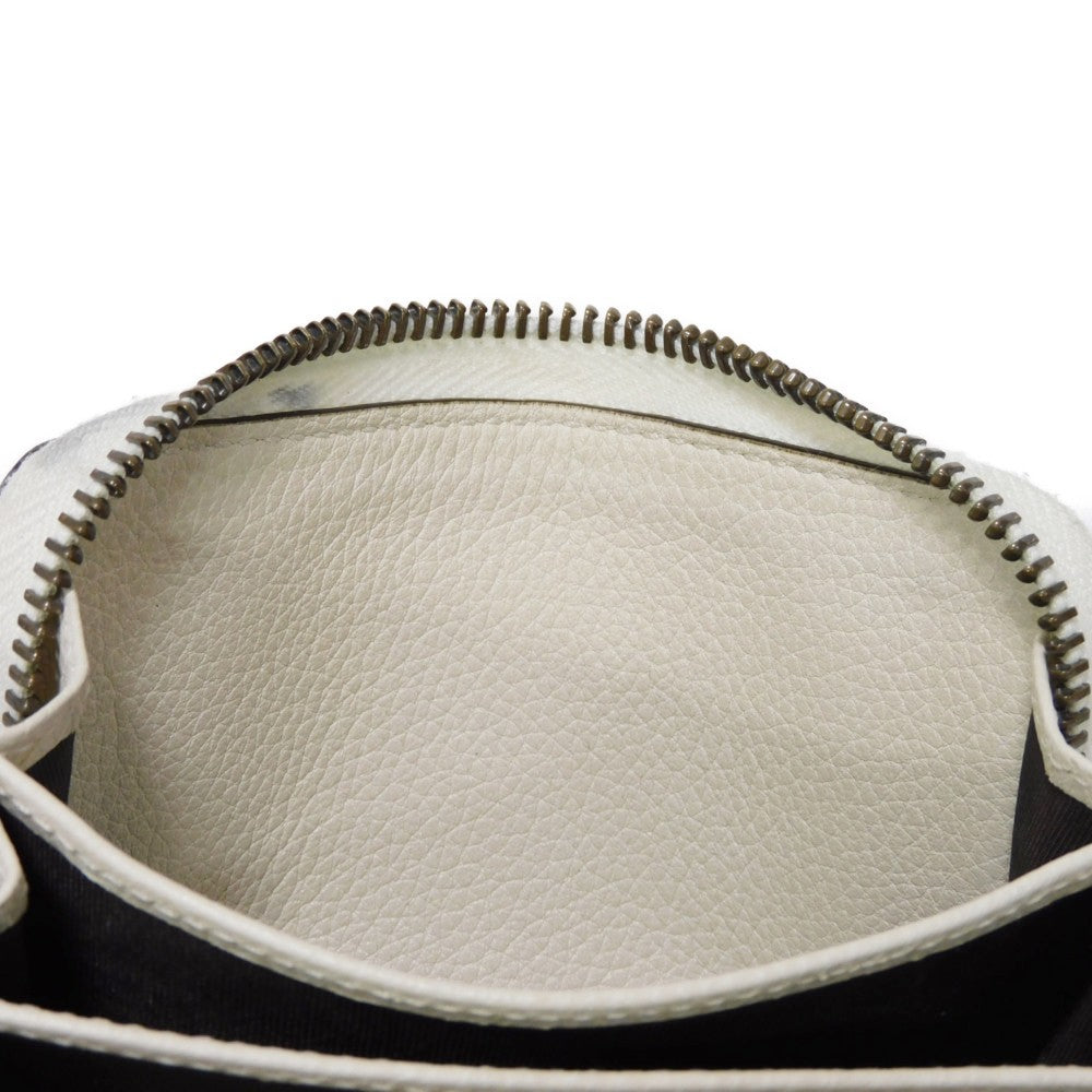 GUCCI Coin case 496319 0GCAT 8820 Textured leather Ivory x green x red Shelley Webb White Vintage logo print Compact zip-around wallet unisex(Unisex) Used Authentic