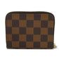 LOUIS VUITTON Coin case N63070 Damier canvas x grain leather (embossed) Brown Good condition logo Zip Around Coin Pocket Wallet Brown checkered pattern Damier Zip around purse mens(Unisex) Used Authentic