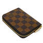 LOUIS VUITTON Coin case N63070 Damier canvas x grain leather (embossed) Brown Good condition logo Zip Around Coin Pocket Wallet Brown checkered pattern Damier Zip around purse mens(Unisex) Used Authentic