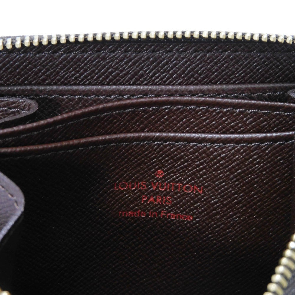 LOUIS VUITTON Coin case N63070 Damier canvas x grain leather (embossed) Brown Good condition logo Zip Around Coin Pocket Wallet Brown checkered pattern Damier Zip around purse mens(Unisex) Used Authentic