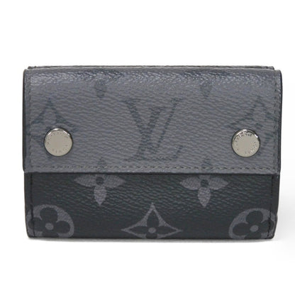 LOUIS VUITTON Tri-fold wallet M45417 Monogram Eclipse Reverse Canvas x Smooth Leather Noir RFID IC chip Monogram Eclipse Reverse Discovery compact wallet mens Used Authentic
