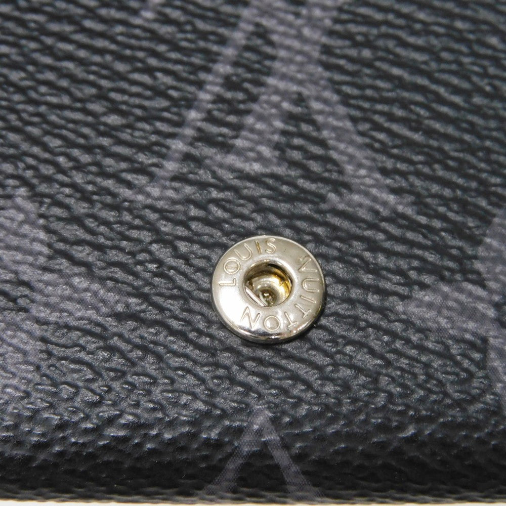 LOUIS VUITTON Tri-fold wallet M45417 Monogram Eclipse Reverse Canvas x Smooth Leather Noir RFID IC chip Monogram Eclipse Reverse Discovery compact wallet mens Used Authentic