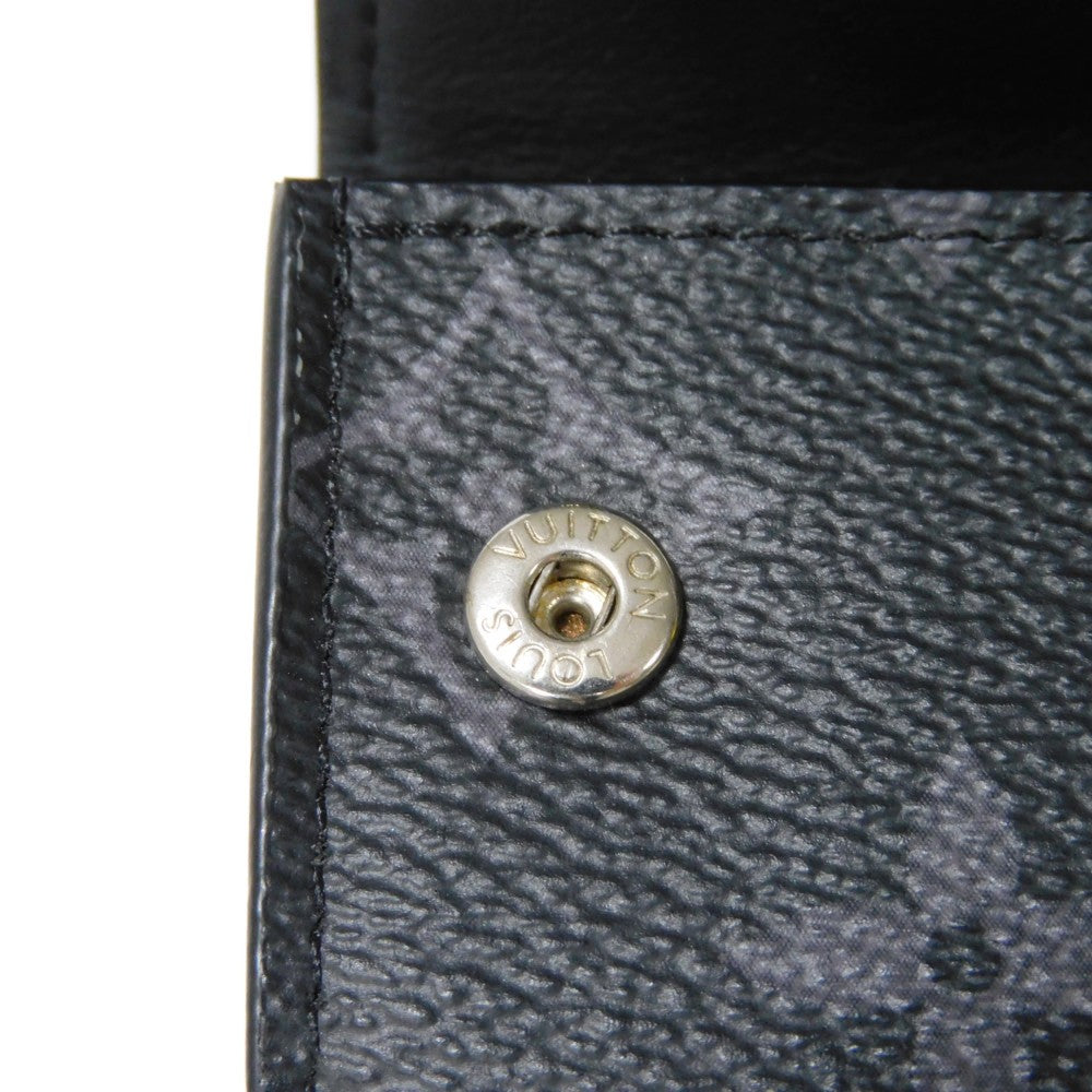 LOUIS VUITTON Tri-fold wallet M45417 Monogram Eclipse Reverse Canvas x Smooth Leather Noir RFID IC chip Monogram Eclipse Reverse Discovery compact wallet mens Used Authentic
