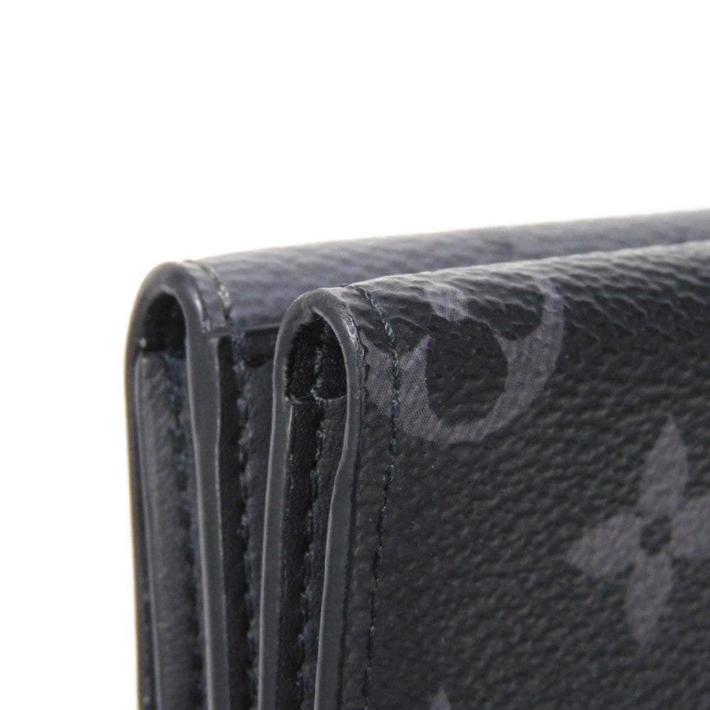 LOUIS VUITTON Tri-fold wallet M45417 Monogram Eclipse Reverse Canvas x Smooth Leather Noir RFID IC chip Monogram Eclipse Reverse Discovery compact wallet mens Used Authentic