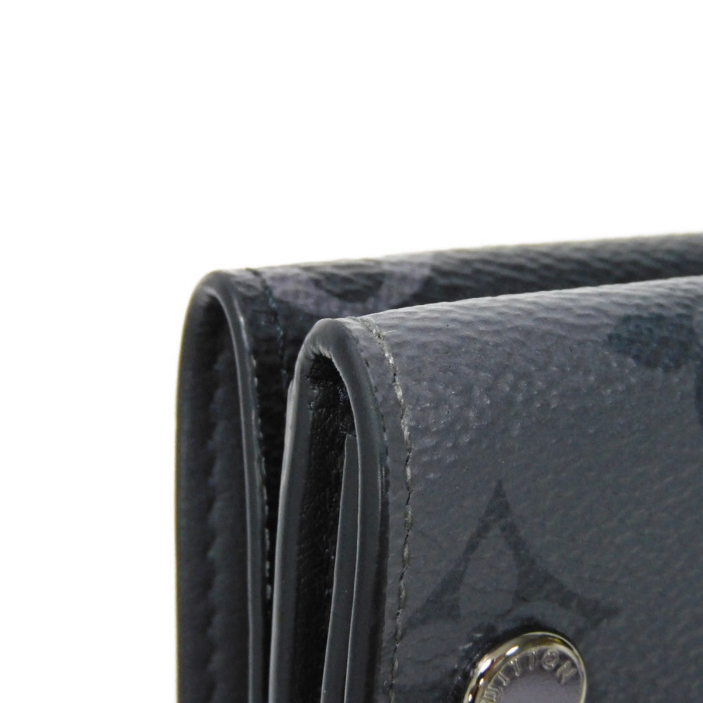 LOUIS VUITTON Tri-fold wallet M45417 Monogram Eclipse Reverse Canvas x Smooth Leather Noir RFID IC chip Monogram Eclipse Reverse Discovery compact wallet mens Used Authentic