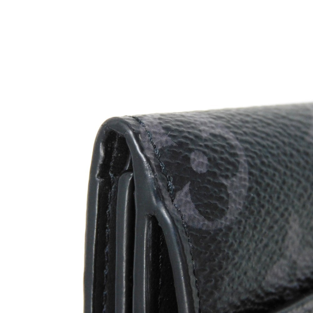 LOUIS VUITTON Tri-fold wallet M45417 Monogram Eclipse Reverse Canvas x Smooth Leather Noir RFID IC chip Monogram Eclipse Reverse Discovery compact wallet mens Used Authentic