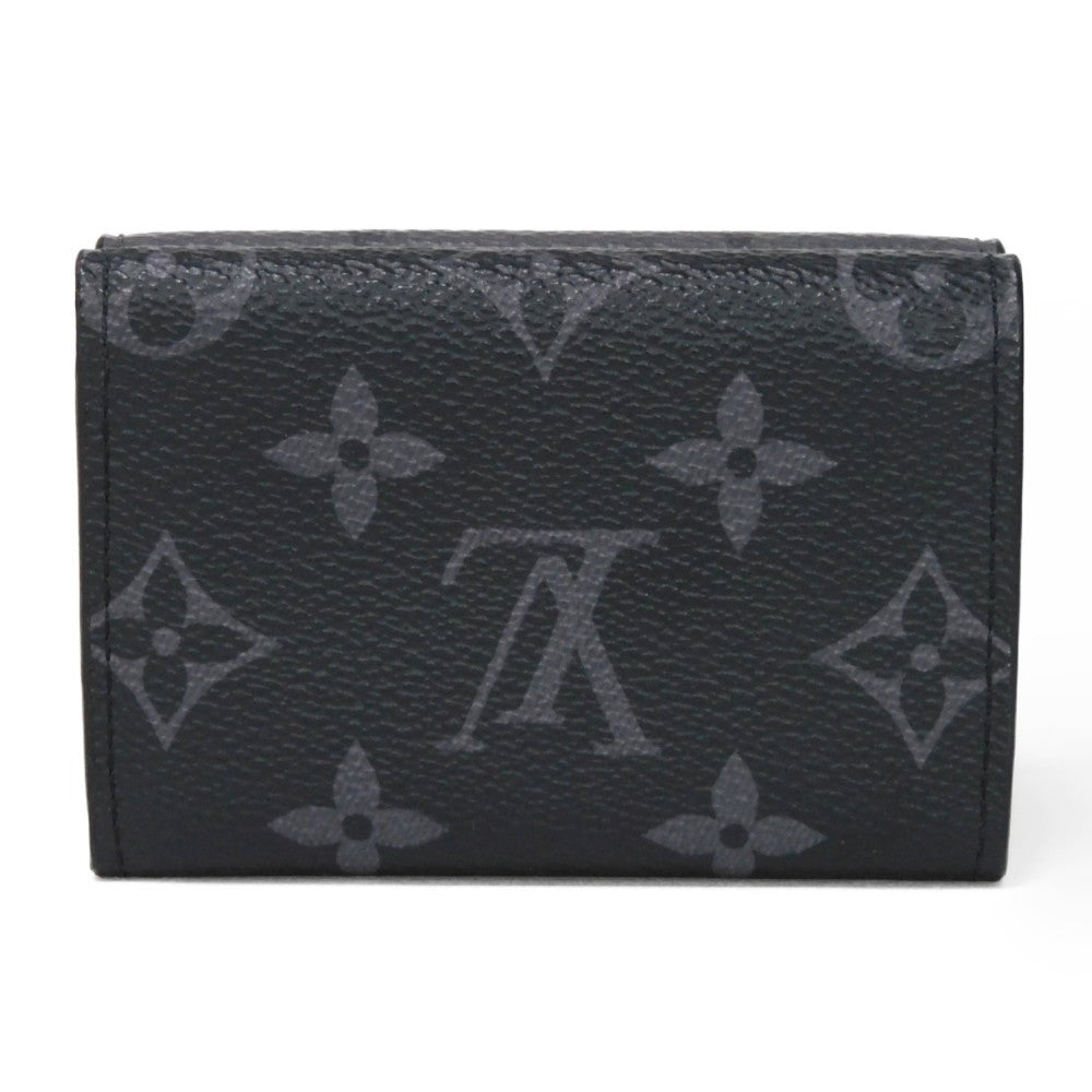 LOUIS VUITTON Tri-fold wallet M45417 Monogram Eclipse Reverse Canvas x Smooth Leather Noir RFID IC chip Monogram Eclipse Reverse Discovery compact wallet mens Used Authentic