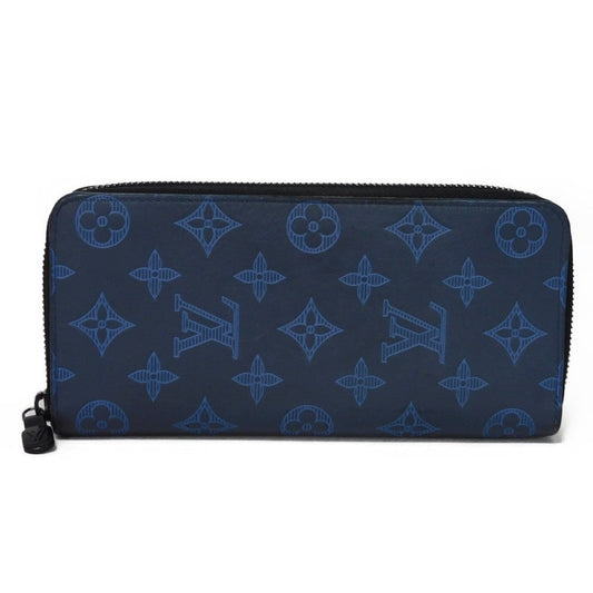 LOUIS VUITTON Long Wallet Purse M80423 Shadow leather (monogram embossing) Navy Monogram shadow Zippy Wallet Vertical