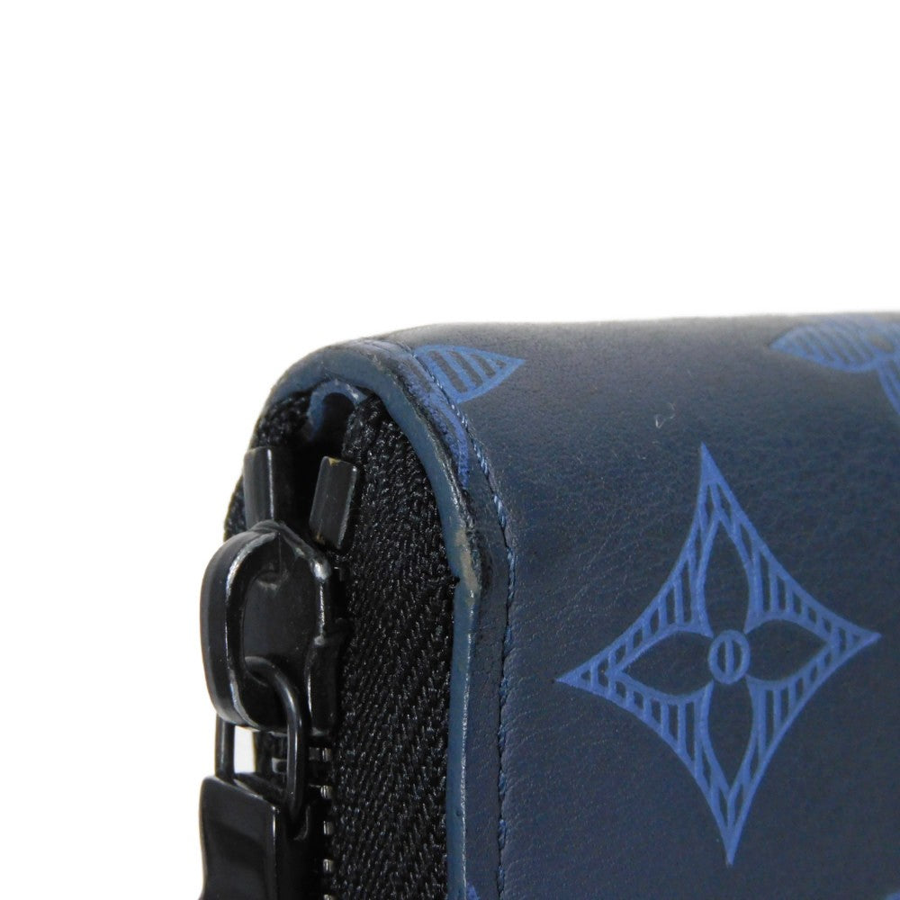 LOUIS VUITTON Long Wallet Purse M80423 Shadow leather (monogram embossing) Navy Monogram shadow Zippy Wallet Vertical