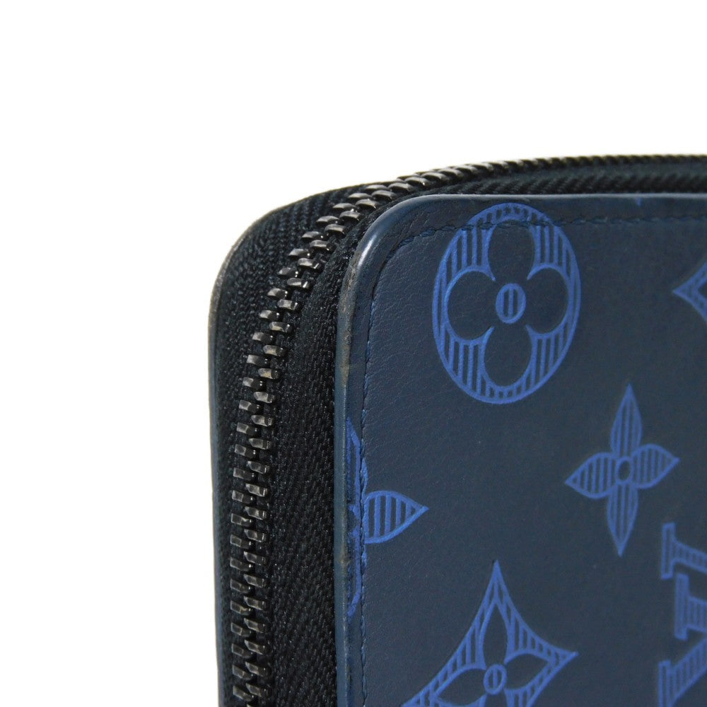 LOUIS VUITTON Long Wallet Purse M80423 Shadow leather (monogram embossing) Navy Monogram shadow Zippy Wallet Vertical