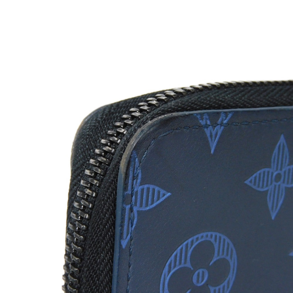 LOUIS VUITTON Long Wallet Purse M80423 Shadow leather (monogram embossing) Navy Monogram shadow Zippy Wallet Vertical