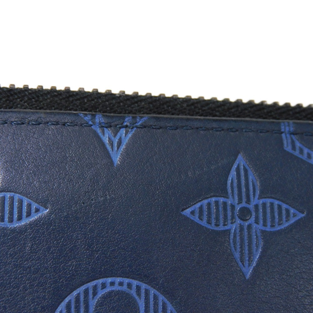 LOUIS VUITTON Long Wallet Purse M80423 Shadow leather (monogram embossing) Navy Monogram shadow Zippy Wallet Vertical