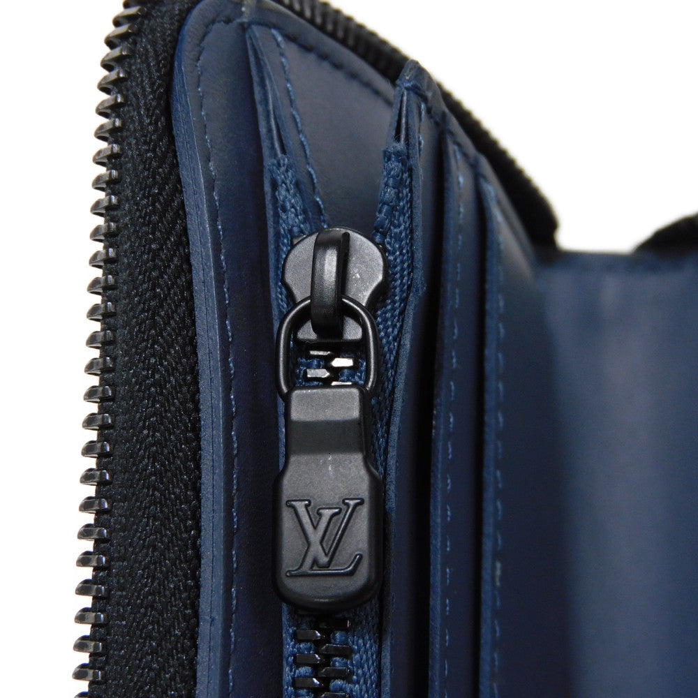 LOUIS VUITTON Long Wallet Purse M80423 Shadow leather (monogram embossing) Navy Monogram shadow Zippy Wallet Vertical